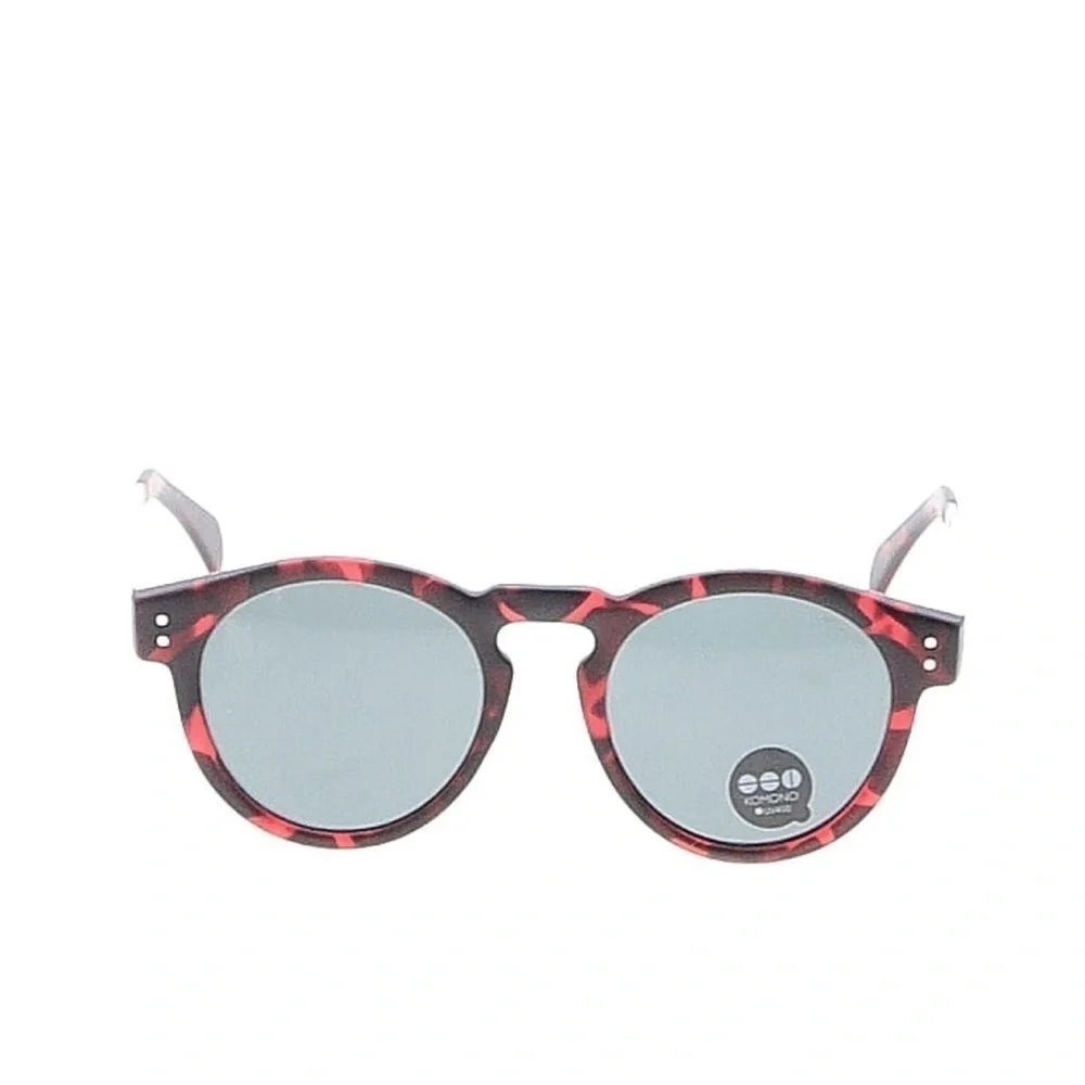 KOMONO Sunglasses Clement Metal Tortoise Silver Red/Black Round NEW